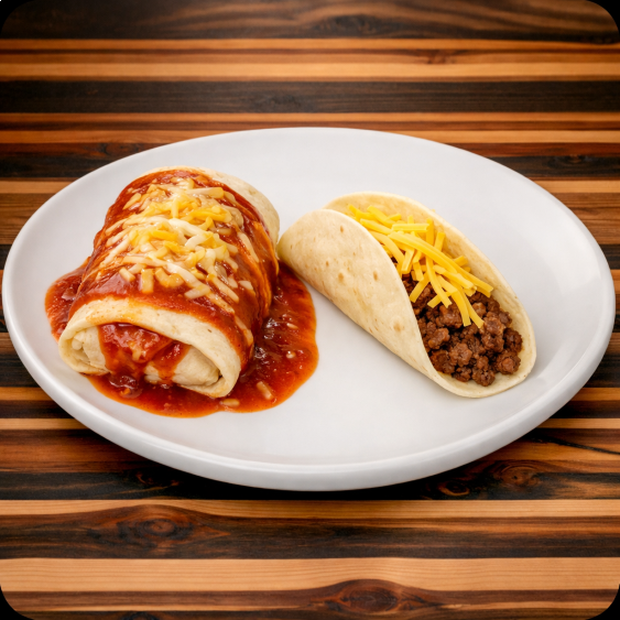 2 ONE BURRITO AND SOFT TACO