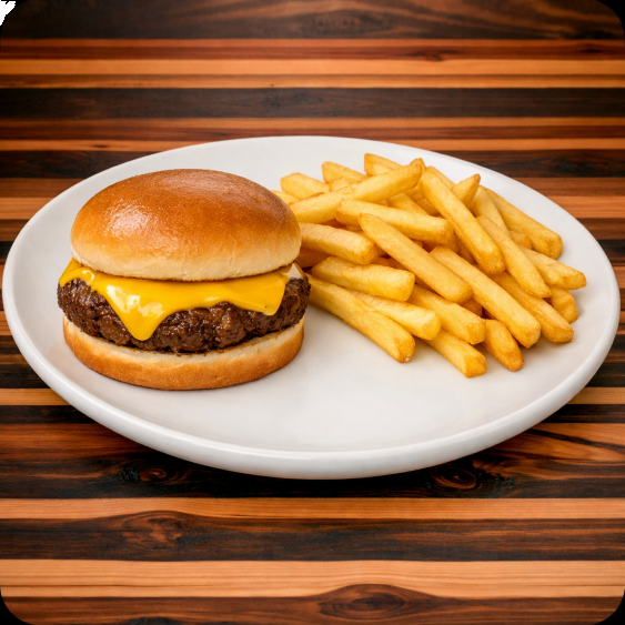 4 CHEESEBURGER AND FRIES