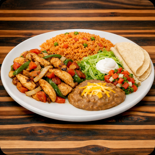 LUNCH FAJITAS CHICKEN OR STEAK